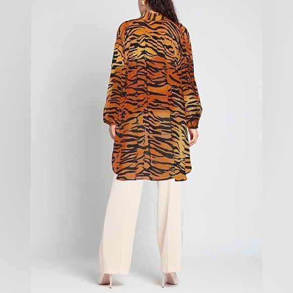 ANIYE BY MADE IN ITALY 100% Viscose zebra stripes classic neckline button up - Picture 3 of 14